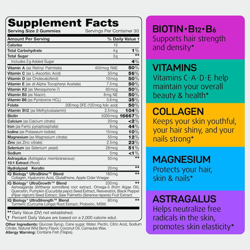 Gummies Gummy B7), 60 Biotin for Hair, Skin and Nails - Hair Growth Vitamins for Women & Men - Hair Loss Supplement