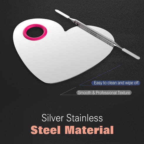 Luxspire Makeup Mixing Palette, Stainless Steel Cosmetics Palette with Spatula for Foundation Cream Mixing, Eyeshadow,