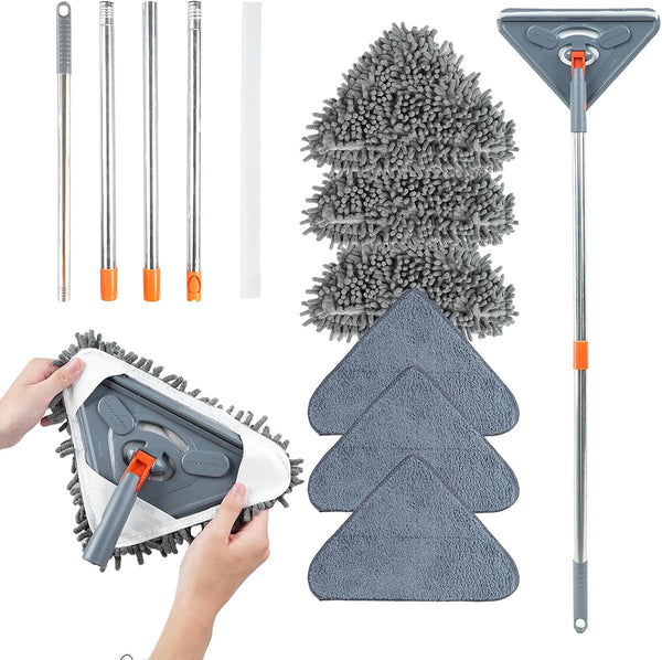 Lihengkong Long Handle Wall Mop & Baseboard Cleaner - Multi-Surface Dusting Tool for