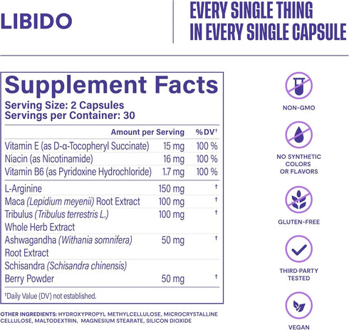 Habit Libido Supplement (60 Capsules) - Natural Aphrodisiac Blend with Maca, Ashwagandha, Supports Energy