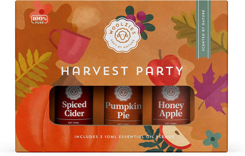 Woolzies Autumn Essential Oil Set of 3 - Harvest Party Includes Spiced Cider, Pumpkin Pie, Honey Apple