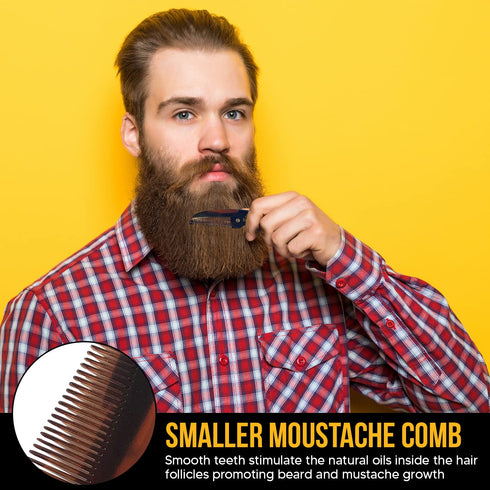 Moustache Wax Kit with 3" Folding Comb by BEST, Essential Grooming Set for Moustache Styling and Maintenance