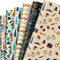 Whaline 12 Sheet Father's Day Wrapping Paper, Necktie Mustaches Watch Print for I Love You Dad Art Packaging, 19.7x27.6