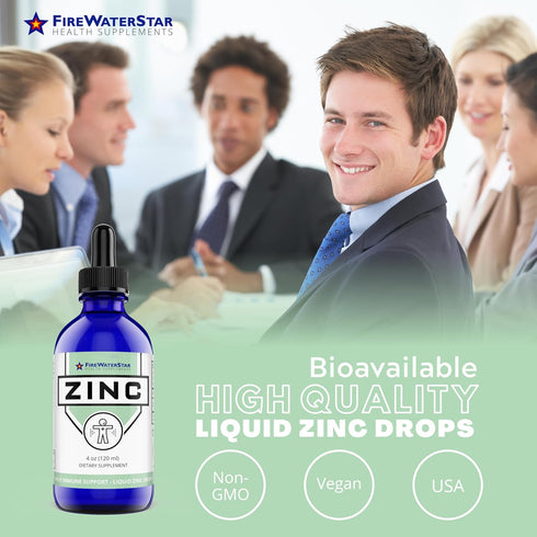 Immune 60 4 oz FWS Liquid Zinc Supplement for Men Women Kids, Organic Non-GMO Vegan, Ionic Zinc Sulfate Drops, System