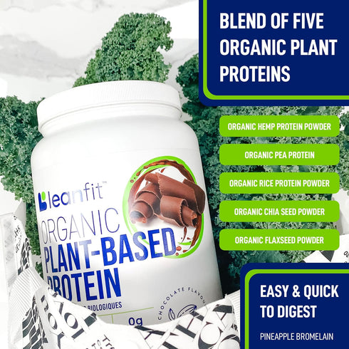 LeanFit Organic Plant-Based Protein Powder, Natural Chocolate Flavor, Vegan, 21g Protein, 18 Servings