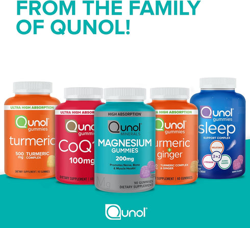 Qunol Magnesium Gummies for Adults, 200mg Magnesium Citrate, 90 Count, Supports Nerve and Bone Health