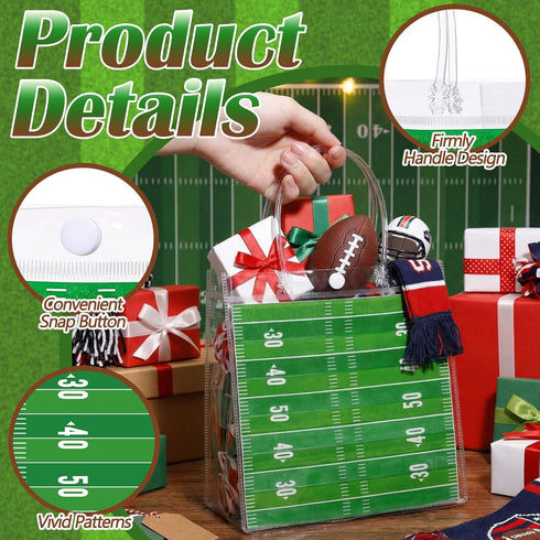 Resholder 30 3 8 8 3.15 Inch Pcs Football Clear PVC Gift Bags Bulk Styles Rugby Themed Snack Goodie Bags with Handle
