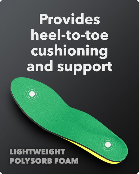 Spenco Insoles Polysorb Cross Trainer - Lightweight, Full-Foot Inserts with Heel-to-Toe Cushioning, Support, & Odor