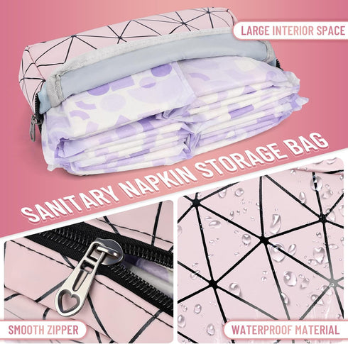 SIDESUGAR PU Leather Sanitary Napkin Storage Bag Tampon Bag for Purse Travel Small Make Up Bag Cosmetic Bag Menstrual