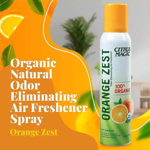 Citrus Magic Organic Natural Odor Eliminating Air Freshener Spray, 3-Ounce, Orange Zest, Pack of 3