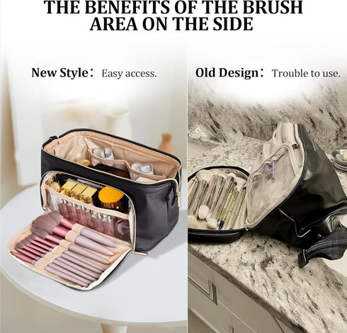 Small Makeup Organizer Bag, PU Leather, Portable Waterproof Travel Makeup Bag for Women