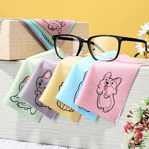 WILLBOND 20 6 6 Inches Pcs Microfiber Cleaning Cloth Cute Dog Design Microfiber Cloth Soft Multicolor Glasses Cleaner