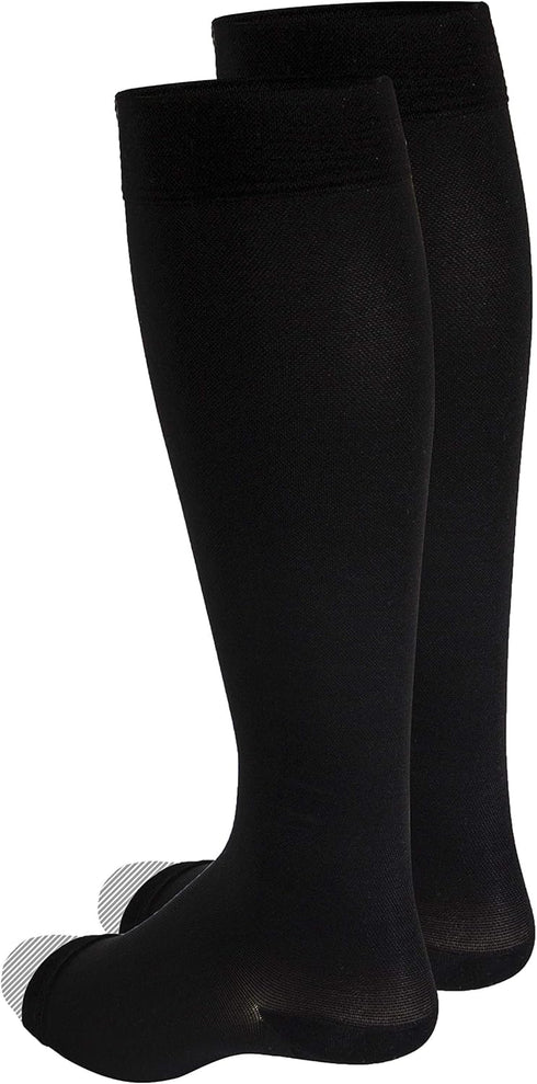 Truform Compression Stockings 30-40 mmHg, Knee High, Open Toe, Black, 3X-Large for Men and Women