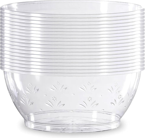 Blue Sky Simcha Collection Crystal Clear 6 Oz Plastic Bowls, 20 Count, Disposable Elegance for Special Occasions
