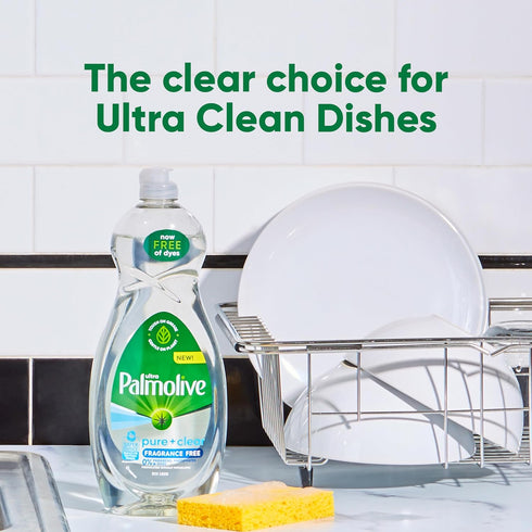 Palmolive Ultra Dishwashing Liquid Dish Soap, Pure + Clear Fragrance Free, 32.5 Fluid Ounce.