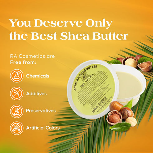 REAL African Shea Butter Pure Raw Unrefined "IVORY" from Ghana, 8oz Container