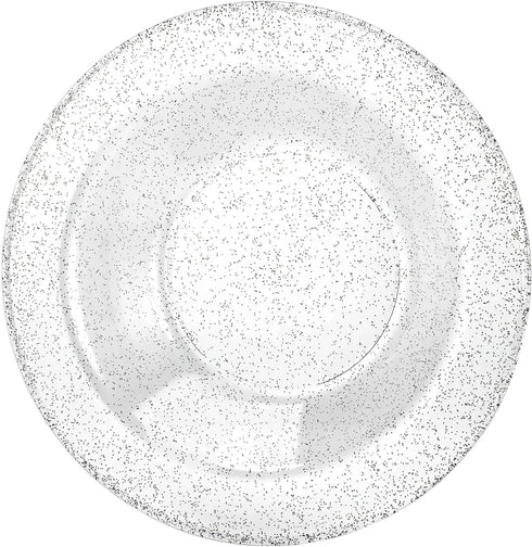 Glitter Silver Premium Plastic Round Dessert Bowl - 5 oz (12 Packs of 10) - Elegant Durable Plastic, Ideal for Weddings, Parties & Events (120) by Lillian Collection