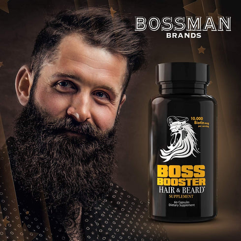 Bossman Boss Booster Supplement – 60 Capsules – MSM and 10,000 MCG Biotin for Beard Growth