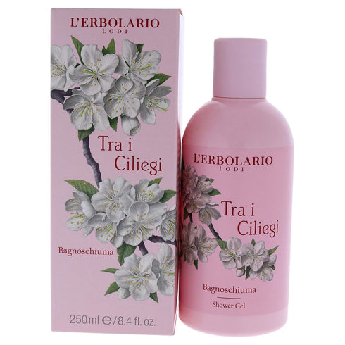 L'Erbolario Tra I Ciliegi Shower Gel, 8.4 Oz Nourishing and Moisturizing Bath Foam for Gentle Cleansing