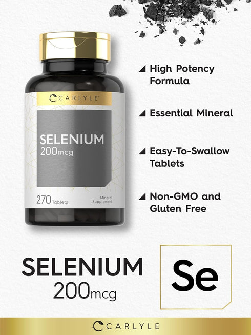 Carlyle Selenium Supplement | 200mcg Tablets | Vegetarian, Non-GMO, Gluten Free