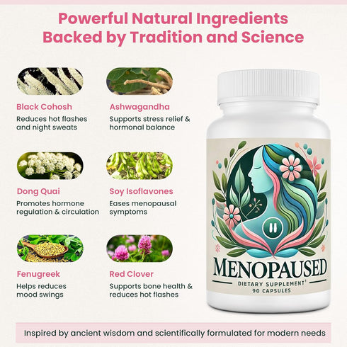 Menopaused -90 Menopause Supplements for Women -Women Multivitamin for Wellness & Vitality -Herbal Support for Hormone