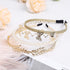 WOVOWOVO Pearl Headbands for Women, 8 Pack White Faux Pearls Hairband, Gold Metal Headband for Bridal Accessories