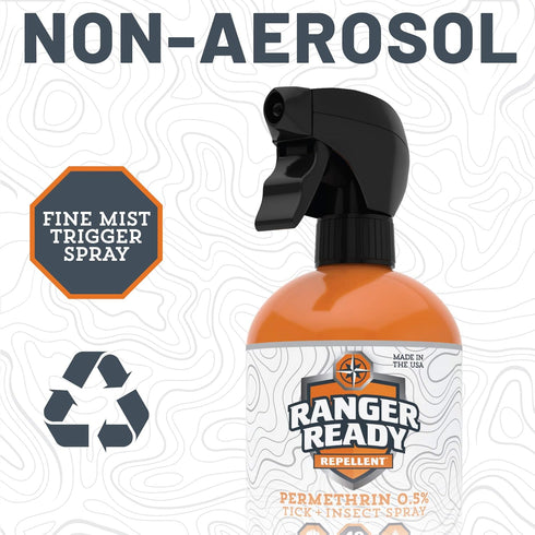 Ranger Ready Permethrin Spray for Clothes and Outdoor Gear, 24 fl oz Insect & Tick Repellent