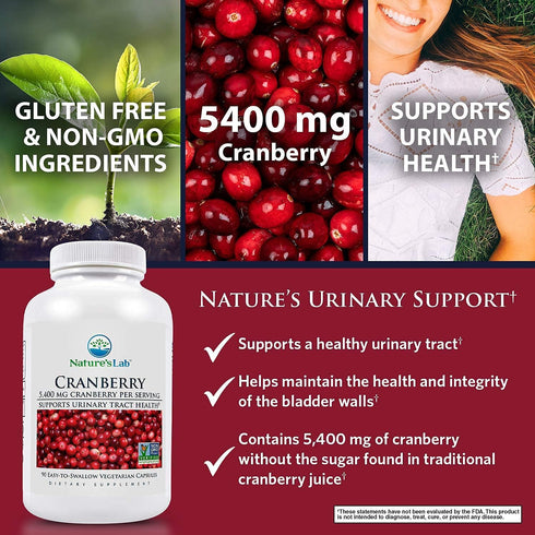 Nature's Lab Cranberry 5400mg - 90 Capsules, Supports Urinary Tract Health, Non-GMO, Vegan
