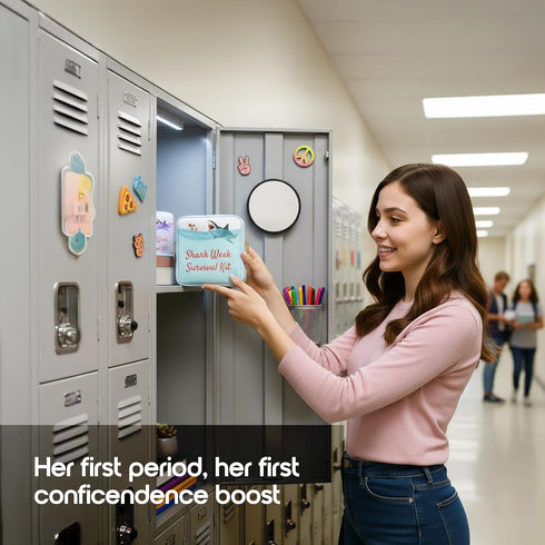 Primo Lines Period Pouch Compact, Stylish, Discreet Period Bag For School with Waterproof Lining Fits Pads & Tampons