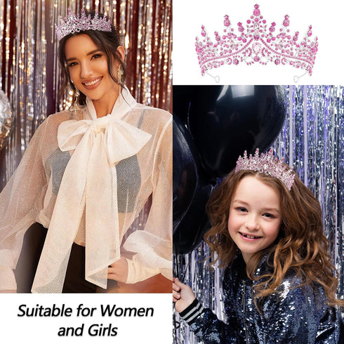 VELSCRUN Crystal Birthday Tiara Crowns for Women Girls, Elegant Headband Sash, Happy Birthday Party Decorations