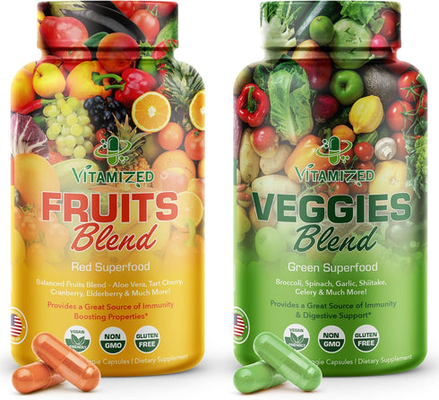 Fruits and Vegetables Supplements with BioPerine, 38 Super Food Powder Formula for Overall Health & Energy