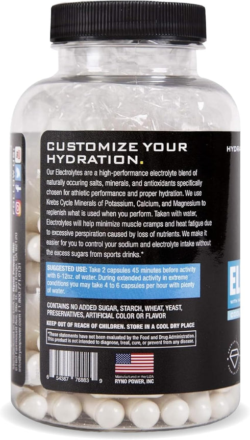 Ryno Power Electrolytes Supplement Capsules (50 Servings)