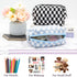 PAZIMIIK Checkered Makeup Bag for Purse Portable Zipper Make Up Pouch Small Cosmetic Case for Travel Accessories (Blue)