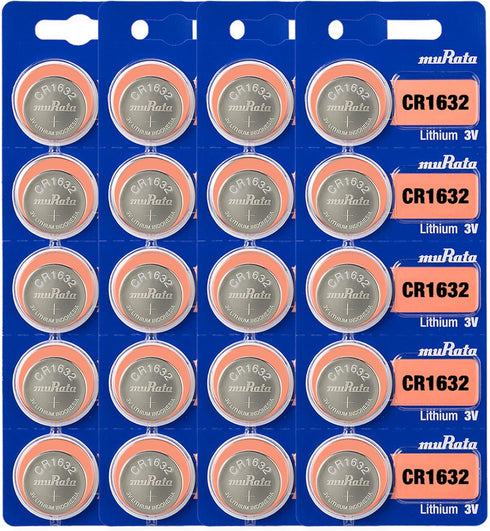 Murata CR1632 Battery DL1632 ECR1632 3V Lithium Coin Cell, 20 Batteries
