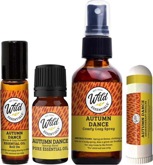 Wild Essentials Autumn Dance Aromatherapy Gift Set Inhaler, Roll-On, Room Spray &
