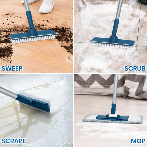 Set Collapsible Mop and Bucket with Scrub Mop and Brush, Tile Laminate Hardwood Floor Brush and Flat Mops for Floor
