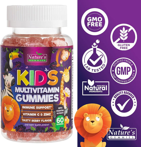 Vitamins for Kids Multivitamin Gummy - Daily Kids Vitamins, Strawberry Flavor, 60 Gummies - Fruit Flavored Gummies