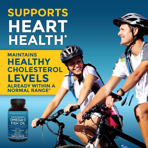 Viva Naturals Triple Strength Omega 3 Fish Oil Supplement - 2500 mg with EPA, DHA, DPA - 30 Softgels