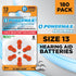 Powermax Size 13 Hearing Aid Batteries, 180 Count Long-Lasting Battery Pack, Orange Long Tab