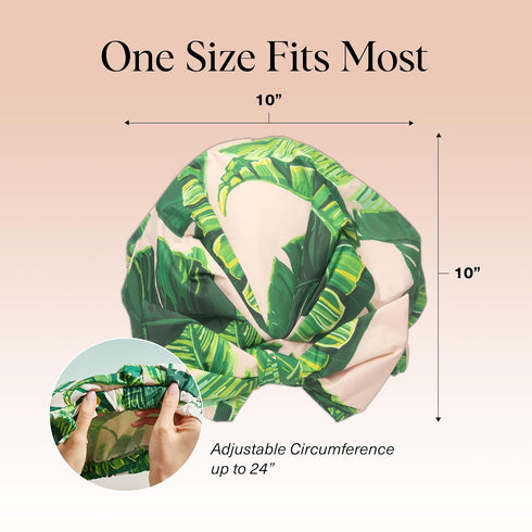 Kitsch Luxury Shower Caps, Reusable Waterproof, Large, Non-slip, Quick-dry Hair Cap, Palm Leaves Design