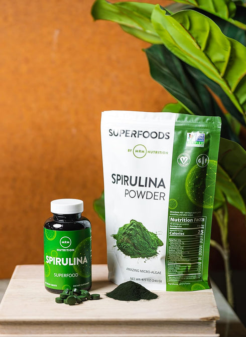 MRM Nutrition Spirulina Powder | Superfood | Complete Plant Protein | Vegan & Gluten-Free | 40 Servings | 8.5 Ounce