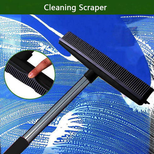 Multifunction Telescopic Floor Carpet Broom - Carpet Hair Removal Tool for Pet Hair Dust Removal (Black)