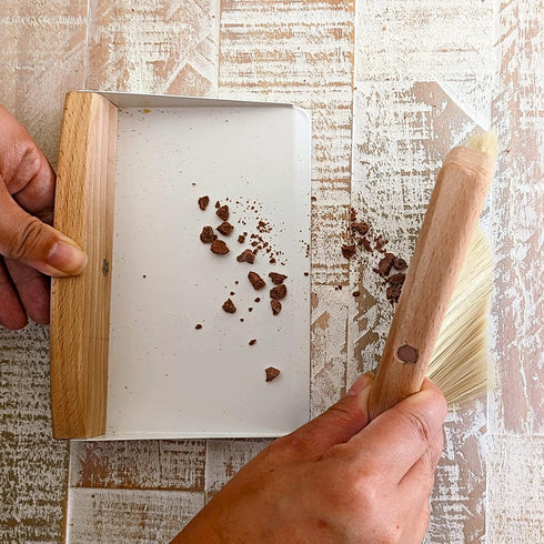 A&J Koti Table Crumb Sweeper - Mini Metal Dustpan and Hand Brush Combo Set for Home and Kitchen