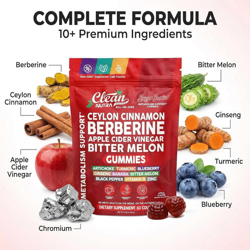 Gummies GLP1 Gummies 60 Count Sugar Savior Ceylon Cinnamon Berberine Apple Cider Vinegar Artichoke Turmeric Blueberry