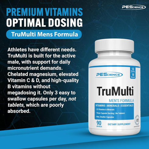 Immune 90 PEScience TruMulti Multivitamin for Men, Daily Formula with Premium Vitamin C, D, Zinc, Chromium Picolinate
