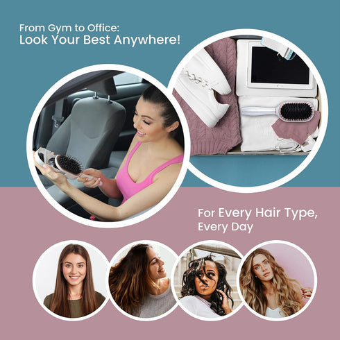 PAK Travel Hair Brush with 30 Hair Accessories Included - Wet/Dry Hair Brush with Built-in Storage by BeautyHak