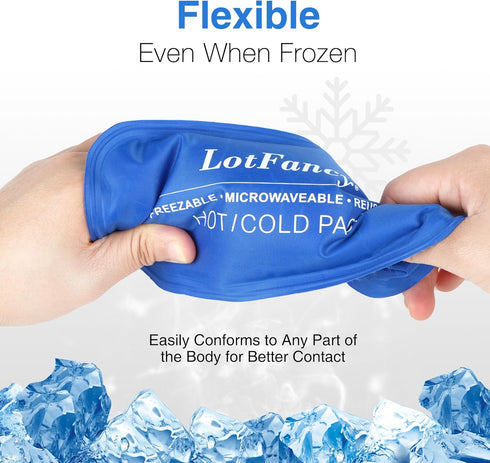 LotFancy Gel Ice Packs, 2pc Reusable Hot Cold Pack for Therapy, Heating Cooling Gel Pad, Pain Relief for Face, Head, TMJ