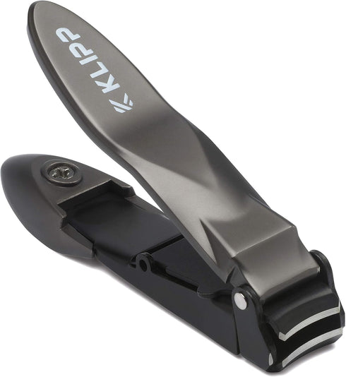 KLIPP Nail Clippers for Men with Catcher - Heavy Duty Self-Collecting Nail Cutters, Includes Ziplock Pouch