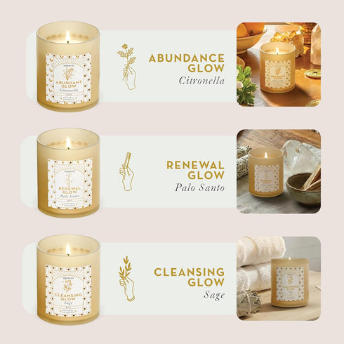 Set 3 Pack Candle - Soy Wax Aromatherapy Scented Candles for Energy Cleansing, Manifestation, Palo Santo, Sage