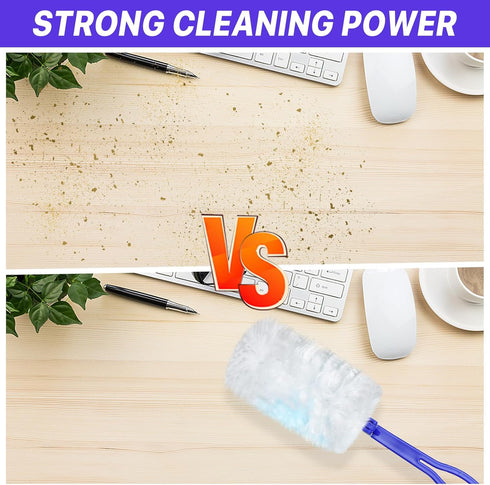 60Pcs Electrostatic Fluffy Duster Refills for Cleaning, Disposable Replacement Refills with 2 Handles for Multi-Surface